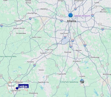 Map showing HBH near Newnan, Georgia